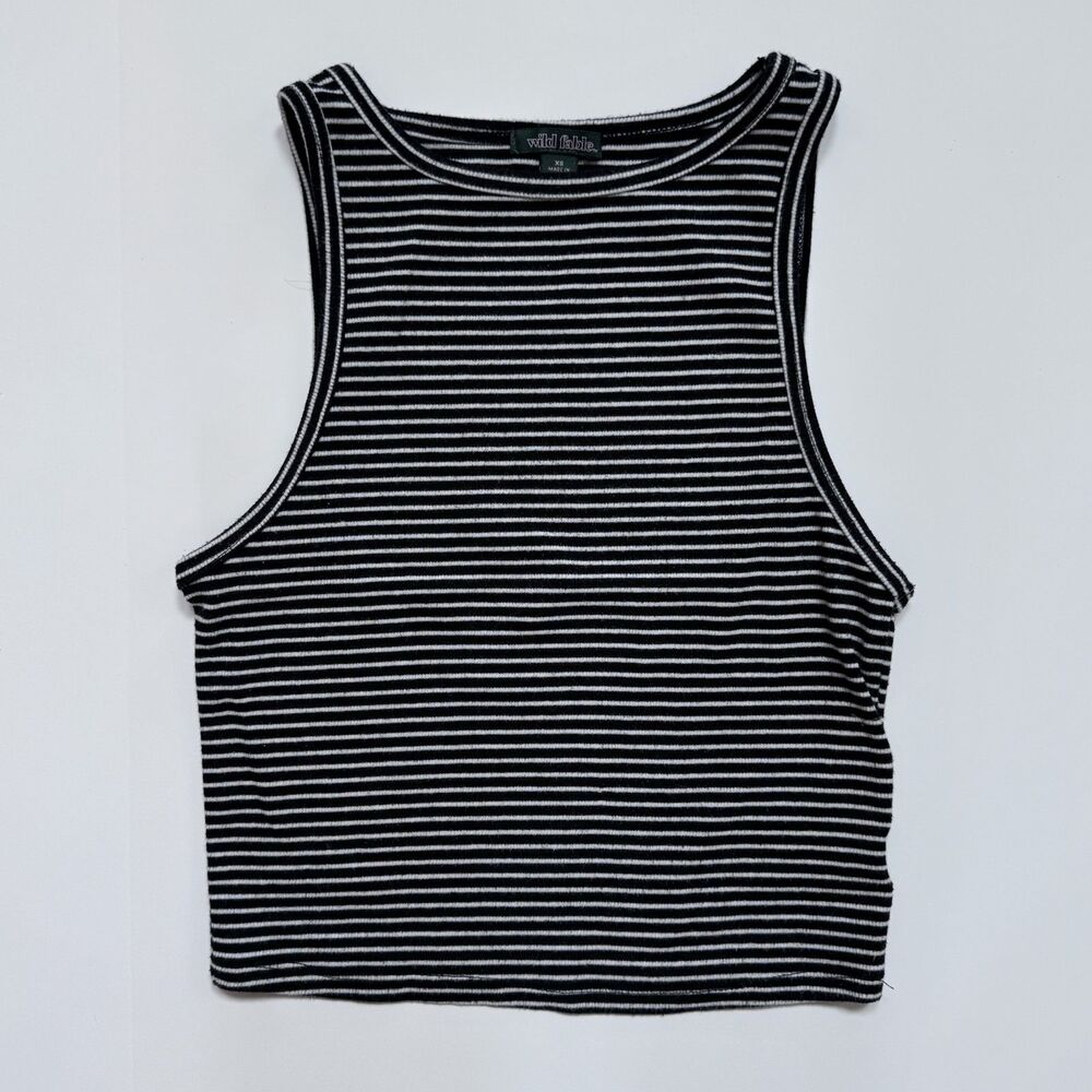 wild fable women size XS tank top shirt black white extra small